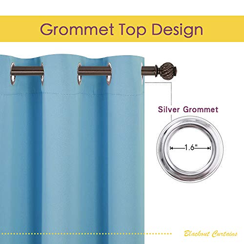 Window Treatment Blackout Curtain Panels (Teal Blue / 42"W x 72"L (Pack of 2))