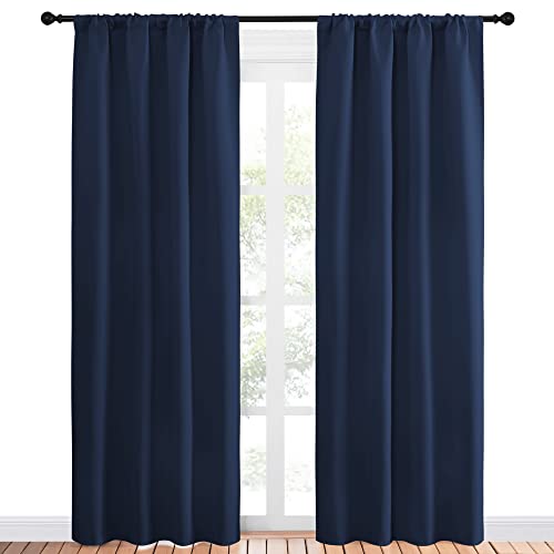 Thermal Curtains Blackout Draperies (Navy / 42"W x 84"L (Pack of 2))