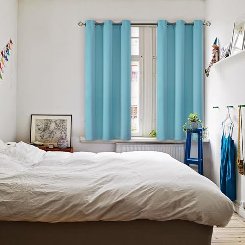 Short Curtains for Small Window 54 Inch Long (Aqua / 38"W x 54"L (Pack of 2))
