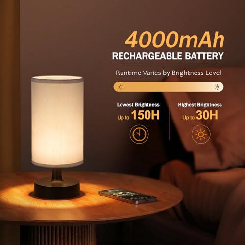 Cordless Table Lamp Rechargeable Small (Gray - Black / 1 Pack - 10in)