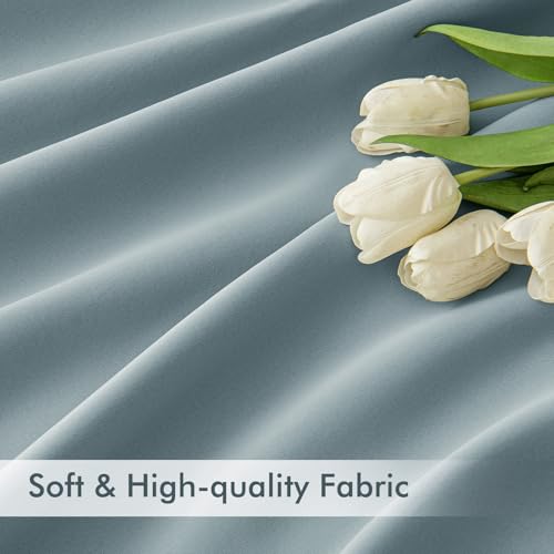 Slate Blue Back Tab Blackout Curtains 52x90 Inch Long 2 Panels Set (Slate Blue / 52"W x 90"L (Pack of 2))