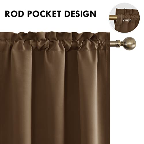 Blackout Curtains for Bedroom Living Room 38 x 45 Inch Long Brown (Brown / 38"W x 45"L (Pack of 2))