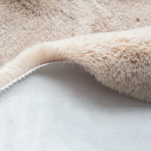 Shag Polyester Bunny Washable Fluffy Rug Runners for Hallways Camel Plush Area Rugs for Living Room Bedroom Sheepskin Rug 2x6 Shaped Nursery Rugs (2' x 6' (Oblong) / Beige)