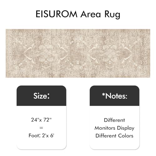 2x6 Washable Runner Rug (Natural Beige / 2' x 6' (Runner))