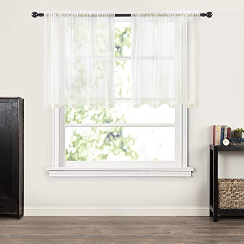 2 Panels Kitchen Tiers Half Window Sheer Curtains 29 X 36 Inch Ivory (Ivory / 29"W x 36"L (Pack of 2))