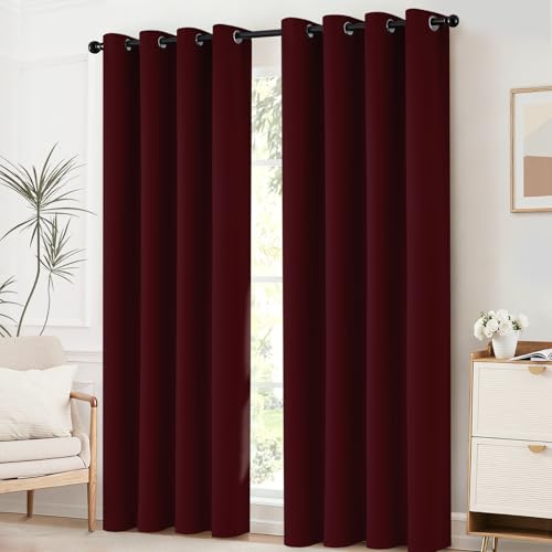 Room Darkening Curtains 52x84 inch Length Wine Red (Wine Red / 52"W x 84"L (Pack of 2))