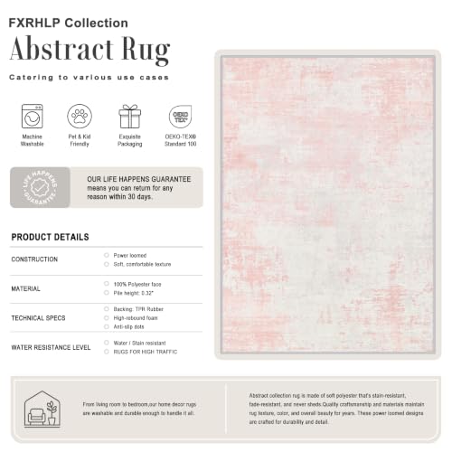 5x7 Area Rug Living Room (Pink White / 5' x 7' (Rectangular))