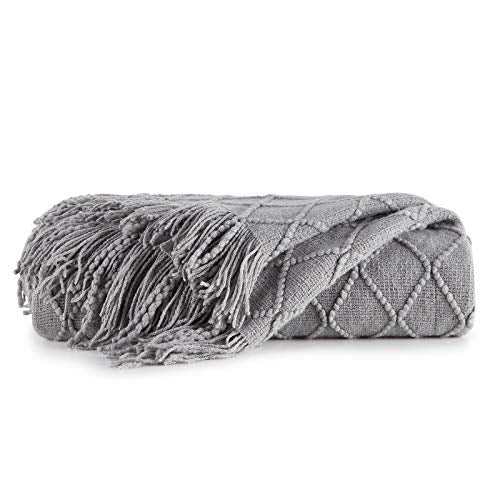 Light Grey Throw Blanket 50x60 Inch Knitted Soft Throw Sofa Blanket (Light Grey / 50"x60")