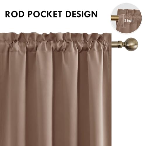 Short Blackout Curtains 52 x 36 Inch Long for Kitchen RV Bunk Khaki (Khaki / 52"W x 36"L (Pack of 2))