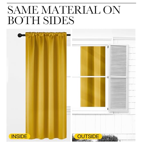 Gold Blackout Cafe Faux Silk Curtains for Small Windows (Gold / 42"W x 63"L (Pack of 2))