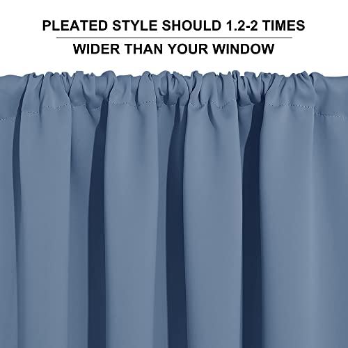 Cafe Blackout Curtains 24 inch Length for RV Camper Kitchen Window (Stone Blue / 42"W x 24"L (Pack of 2))