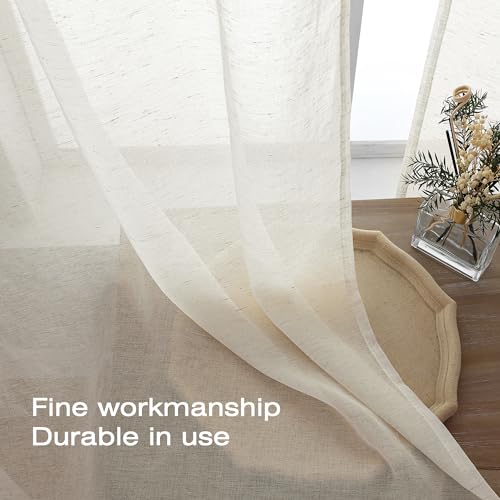 Natural Linen Textured Sheer Curtains 84 inches Length 2 Panels Set (Natural / 40"W x 84"L (Pack of 2))