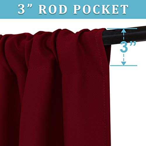 Extra Wide Blackout Curtains for Bedroom Living Room 63 inch Long (Burgundy Red / 62"W x 63"L (Pack of 2))