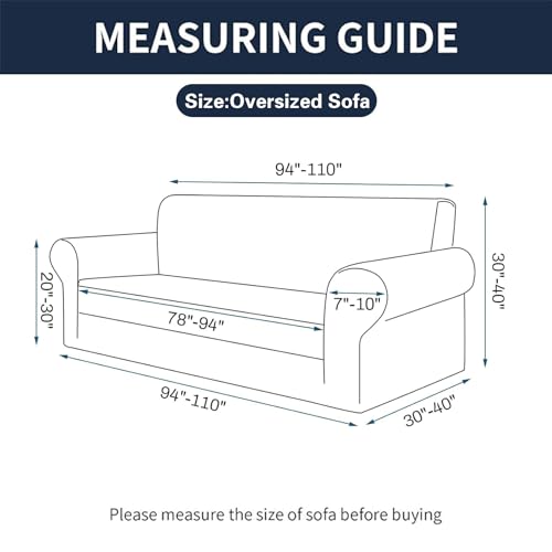 2026 New Stretch Oversized Sofa Slipcovers Couch Sofa Cover for 4 Seater Furniture Protector Covers with Elastic Bottom Jacquard Fabric Small Checks for Pets (Golden / Oversized Sofa)