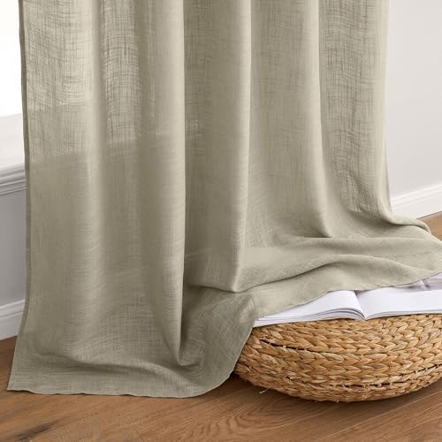 Oatmeal Linen Curtains 52x72 Inch 2 Panels for Bedroom Living Room (52"W x 72"L (Pack of 2) / Oatmeal)