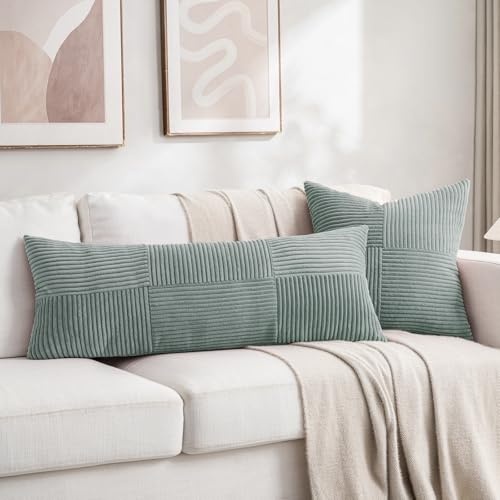 2 Packs Grey Blue Decorative Throw Pillow Covers 20x20 Inch for Couch Bed Sofa (Grey Blue / 20" x 20" (Pack of 2))