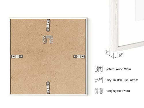 Solid Oak Wood 10”x10” Picture Frames Matted to 5”x5” Set of 6 (Set of 06 / White Oak / 10x10 in)