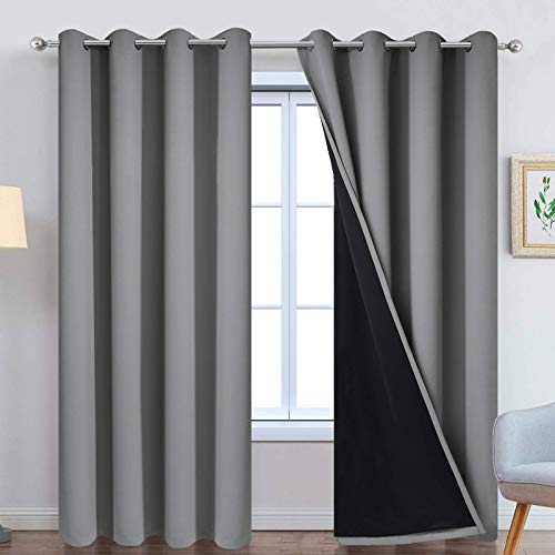Grey Blackout Curtains 96 Inches Long for Bedroom 52" Wide 2 Pcs (52"W x 96"L (Pack of 2) / Grey)