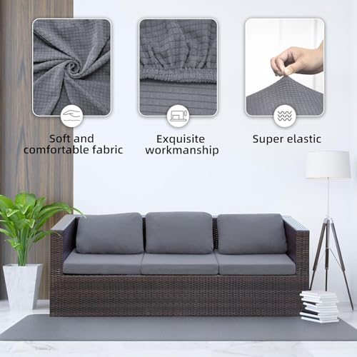 8PCS Patio Cushion Covers.Patio Furniture Couch SeatSlipcovers (Gray. / 8PCS)