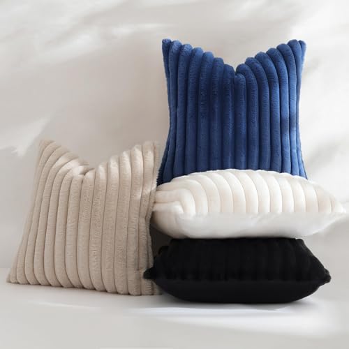 Fall Faux Fur Throw Pillow Covers 26x26 Set of 2 Navy Blue (Navy Blue / 26" x 26" (Pack of 2))