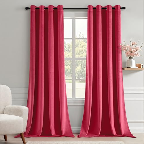 Velvet Curtains Berry 52 x 84 Inch Length Set of 2 (Berry / 52"W x 84"L (Pack of 2))