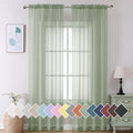 Long Sheer Curtains for Bedroom (40"W x 120"L (Pack of 2) / Sage Green)