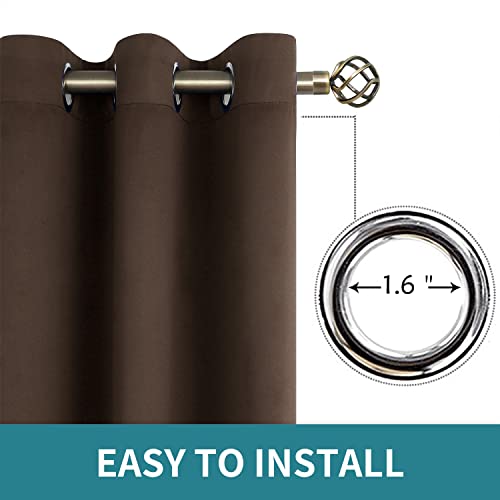 Short Curtains for Small Window 45 Inch Long (Brown / 38"W x 45"L (Pack of 2))