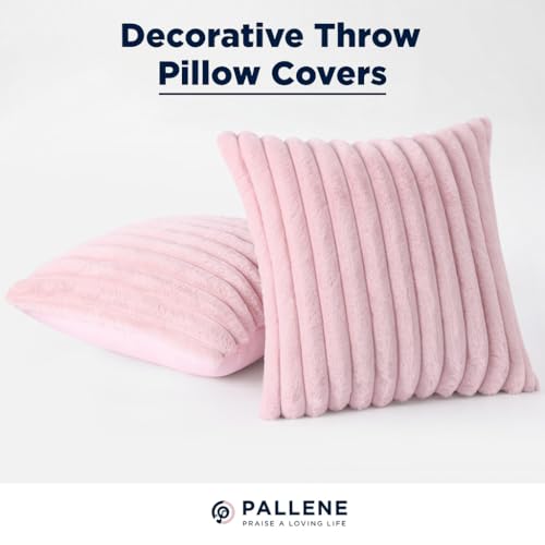 Faux Fur Decorative Throw Pillow Covers 22x22 Set of 2 (Blush Pink / 22" x 22" (Pack of 2))