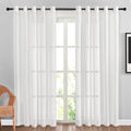 White Sheer Linen Curtains 84 inches Long (62"W x 84"L (Pack of 2) / White)