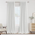 White 100% Blackout Linen Curtains 126 Inch Length 2 Panels Set for Living Room Bedroom Back Tab Thermal Insulated Black Out Drapes Room Darkening Farmhouse Window Curtains 52x126 (White / 52"W x 126"L (Pack of 2))