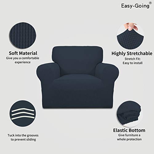 Stretch Chair Slipcover with Arm Washable Dark Blue (Small Chair / Dark Blue)