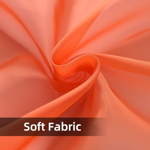 Solid Sheer Rod Pocket Curtain Voile Draperies 2 Panels White Beige Black Grey Coffee 52 Inch Width 54 Inch Long 1 Pair for Kitchen Bedroom Children Living Room Yard (Orange Red / 52"W x 54"L (Pack of 2))