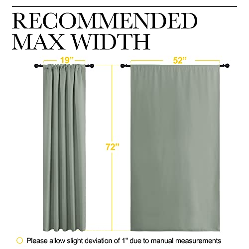 Window Curtains Blackout Drapes (Greyish Green / 52"W x 72"L (Pack of 2))