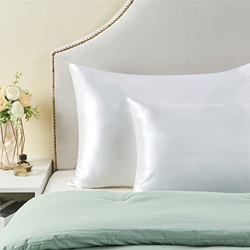Zipper Satin Pillowcases (White / King (20" x 36")-Zipper)