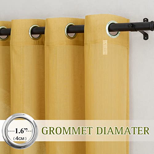 Citrine Linen Curtains 108 inches Long (52"W x 108"L (Pack of 2) / Citrine)
