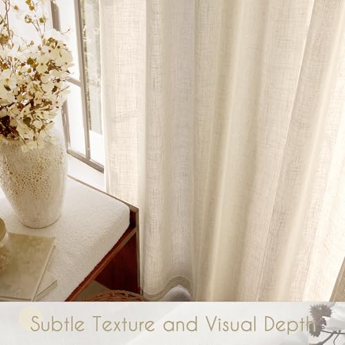 Greyish Beige Linen Curtain 90 inch Length 2 Panels Set Back Tab Light Filtering Living Room Curtain Drapes Home Office Modern Minimalist Decor Farmhouse Boho Neutral Semi Sheer Curtain 90 inch Long (Greyish Beige / 52"W x 90"L (Pack of 2))
