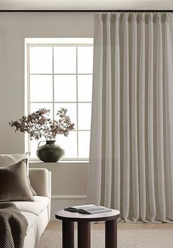 Burlywood Taupe Pinch Pleated Linen 108 Inch Curtains 60 Inch Width 1 Panel (Burlywood Birch / 60"W x 108"L (Pack of 1))