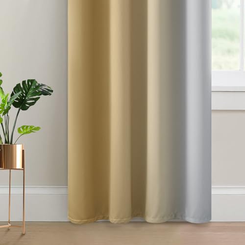 Ombre Curtains Beige and Greyish White for Living Room (52"W x 84"L (Pack of 2) / Beige)