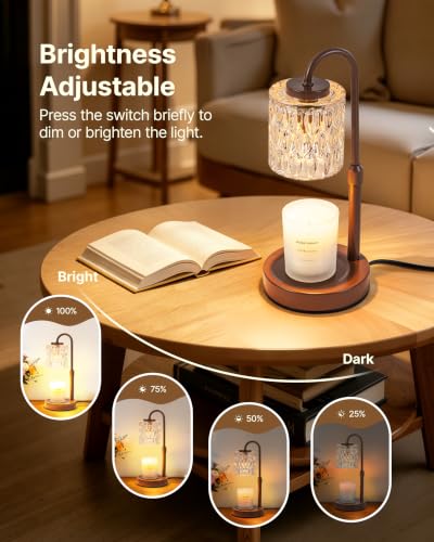Dimmable Candle Warmer Lamp with Timer (Brown-glass)