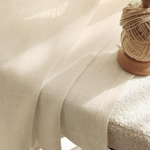 Greyish Beige Linen Curtain 84 inch Length 2 Panels Set Back Tab Light Filtering Living Room Curtain Drapes Home Office Modern Minimalist Decor Farmhouse Boho Neutral Semi Sheer Curtain 84 inch Long (Greyish Beige / 52"W x 84"L (Pack of 2))