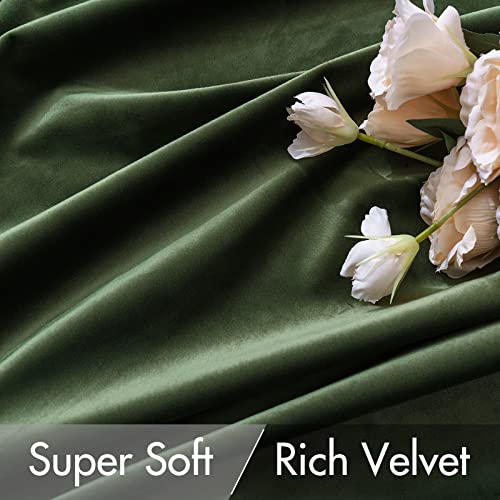 Velvet Curtains 52x96 inches 2 Panels Olive Green Blackout Curtains (Olive Green / 52"W x 96"L (Pack of 2))