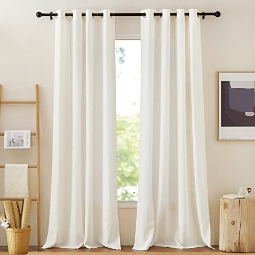 Linen Burlap Curtains for Windows 90 inch Length (52"W x 90"L (Pack of 2) / Linen)