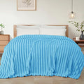 Striped Queen Size Fleece Blanket for Bed (Blue / Queen ( 90x90 IN ))