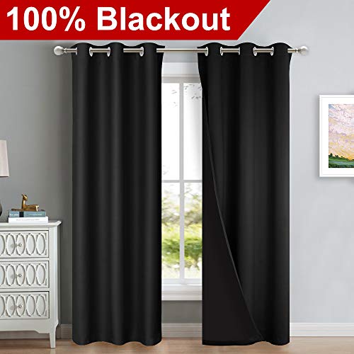 Black Blackout Curtains for Dining Room 42" w x 84" L 2 Panels (Black / 42"W x 84"L (Pack of 2))