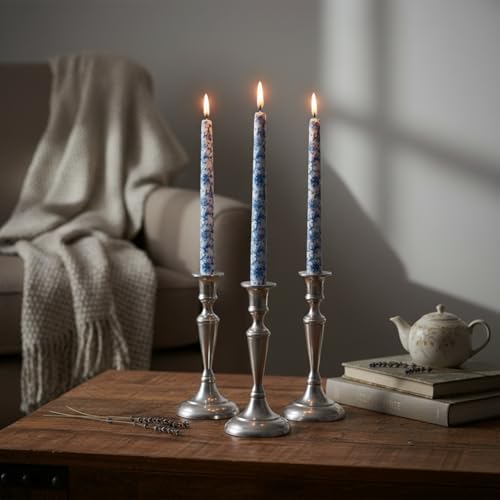 Chinoiserie Blue Floral Taper Candles (8D4T-BLUFLW)