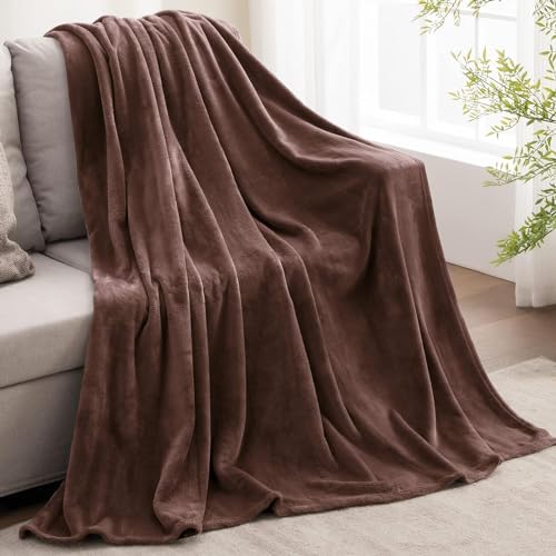 Fleece Blanket Soft Plush Twin Size Blanket Brown 60"x80" (Brown / Twin(60"x80"))