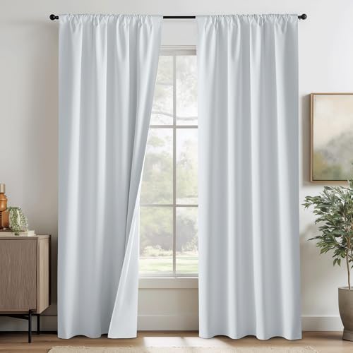 White 100% Blackout Curtains for Bedroom Living Room (100% Blackout - White / 42"W x 84"L (Pack of 2))