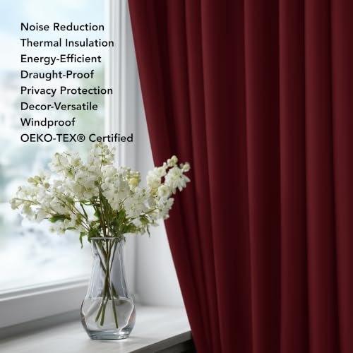 Blackout Curtains for Bedroom (Maroon Red / 70"W x 108"L (Pack of 2))