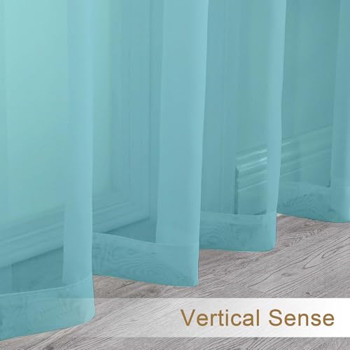 Sheer Aqua Curtains 90 inches Long 2 Panels (Aqua / 42"W x 90"L (Pack of 2))