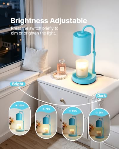 Dimmable Candle Warmer Lamp with Timer (Light Blue)